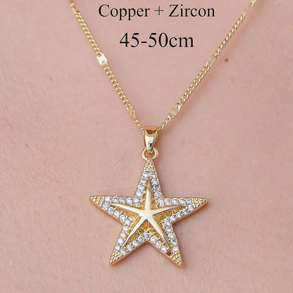 Wholesale Simple Style Rainbow Star Moon Stainless Steel Titanium Steel Polishing Plating Pendant Necklace