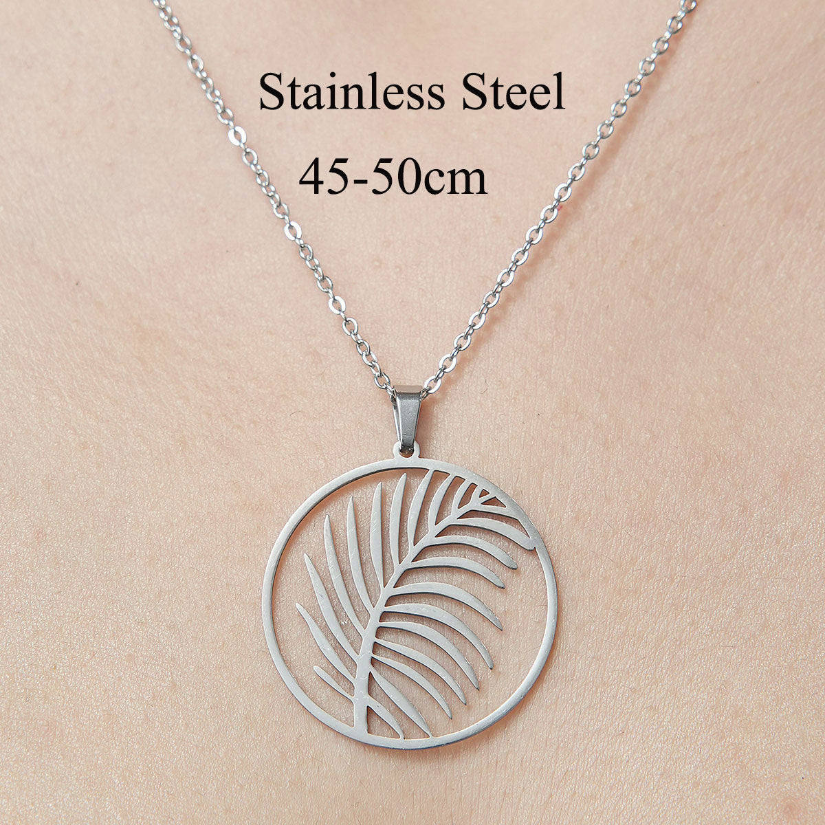 Wholesale Simple Style Leaf Tree Pineapple Stainless Steel Titanium Steel Polishing Plating Pendant Necklace