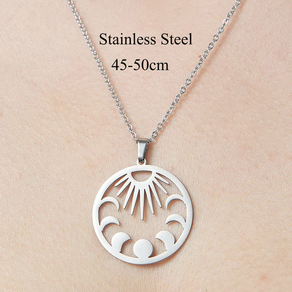 Wholesale Simple Style Clouds Star Moon Stainless Steel Titanium Steel Polishing Plating Pendant Necklace
