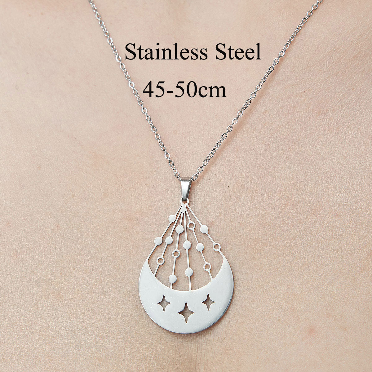 Wholesale Simple Style Clouds Star Moon Stainless Steel Titanium Steel Polishing Plating Pendant Necklace