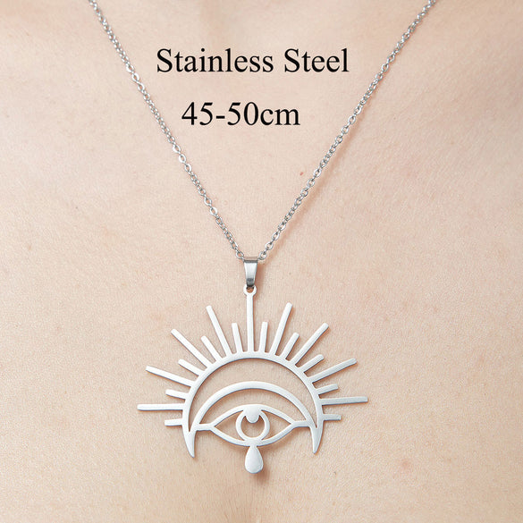 Wholesale Simple Style Clouds Star Moon Stainless Steel Titanium Steel Polishing Plating Pendant Necklace