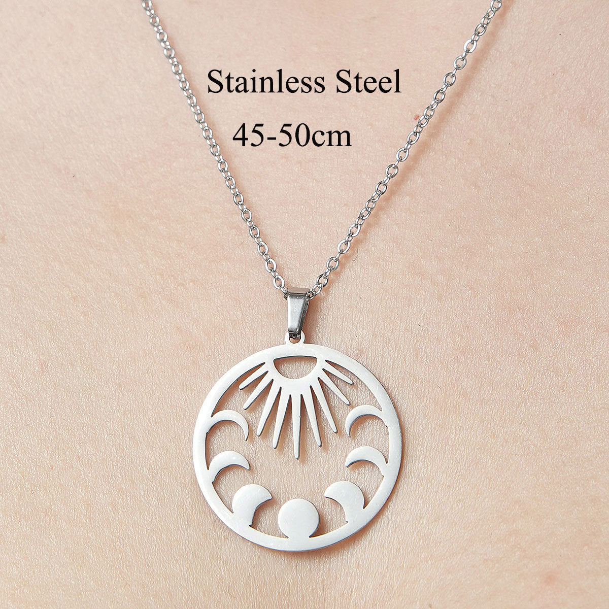 Wholesale Simple Style Clouds Star Moon Stainless Steel Titanium Steel Polishing Plating Pendant Necklace