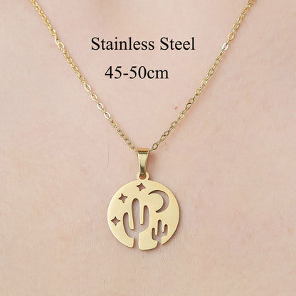 Wholesale Simple Style Moon Rocket Bear Stainless Steel Titanium Steel Polishing Plating Pendant Necklace