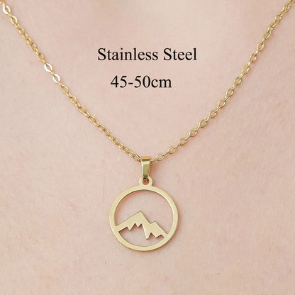 Wholesale Simple Style Moon Rocket Bear Stainless Steel Titanium Steel Polishing Plating Pendant Necklace