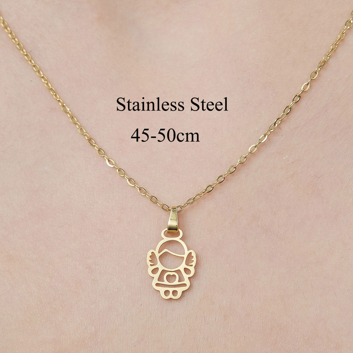 Wholesale Simple Style Moon Rocket Bear Stainless Steel Titanium Steel Polishing Plating Pendant Necklace