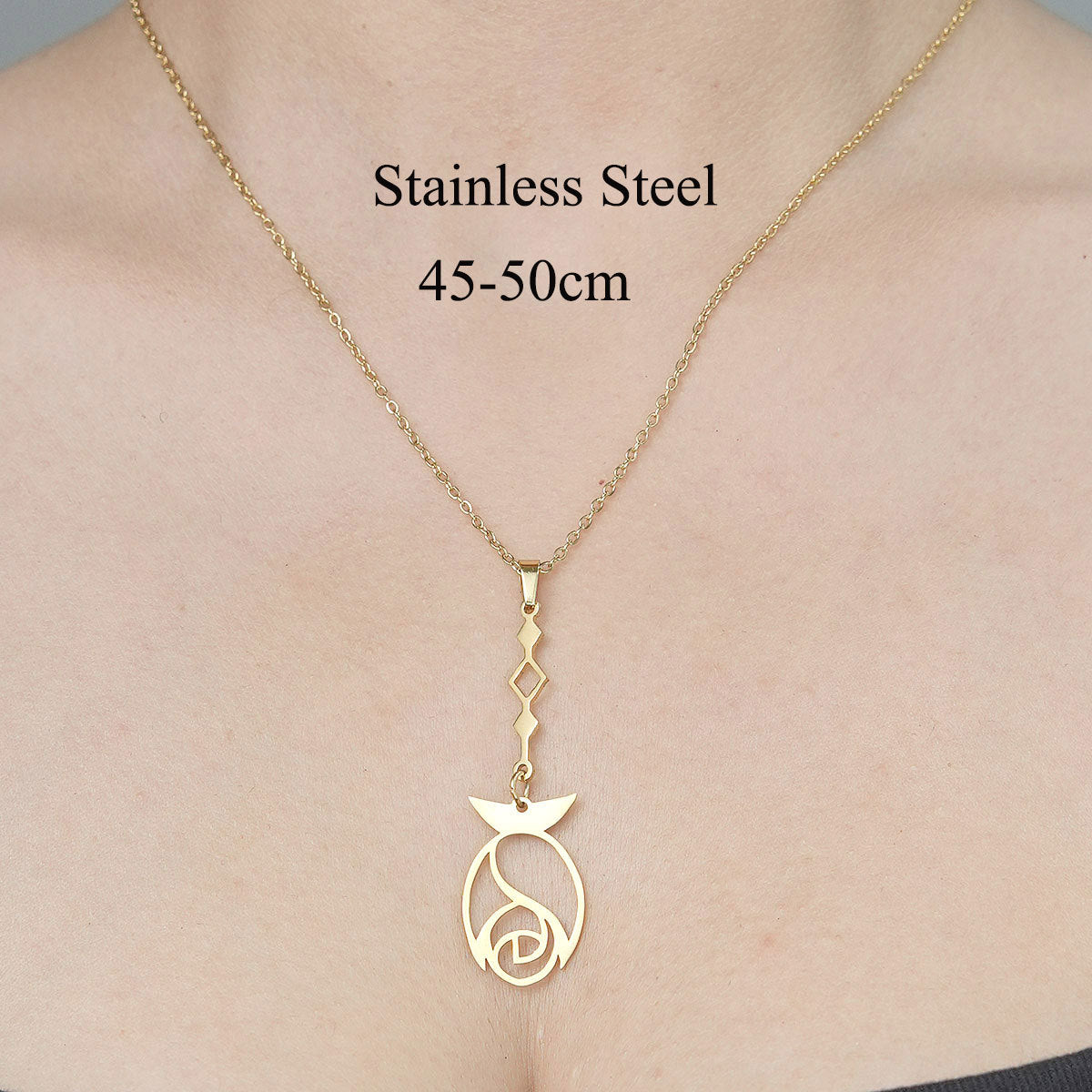 Wholesale Simple Style Star Moon Leaves Stainless Steel Titanium Steel Polishing Plating Pendant Necklace