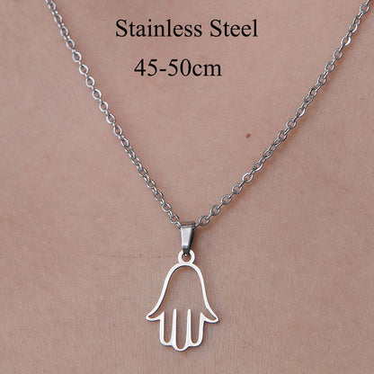 Wholesale Simple Style Devil's Eye Hand Stainless Steel Titanium Steel Polishing Plating Pendant Necklace