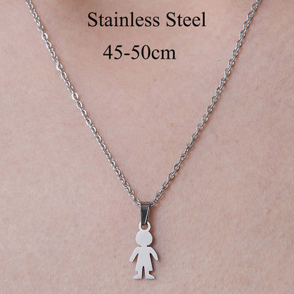 Wholesale Simple Style Human Letter Footprint Stainless Steel Titanium Steel Polishing Plating Pendant Necklace