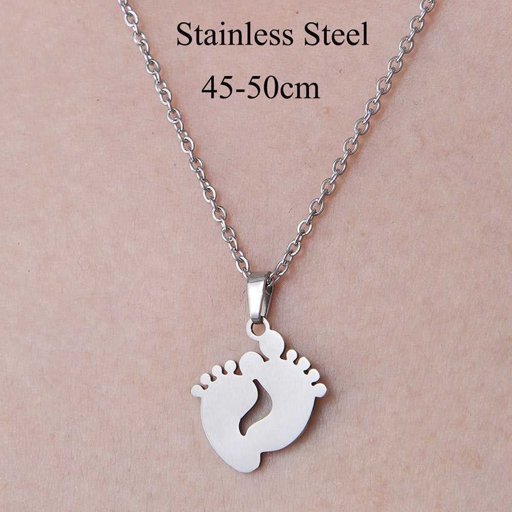 Wholesale Simple Style Human Letter Footprint Stainless Steel Titanium Steel Polishing Plating Pendant Necklace