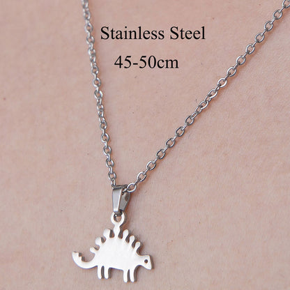 Wholesale Simple Style Little Bear Dinosaur Paw Print Stainless Steel Titanium Steel Polishing Plating Pendant Necklace