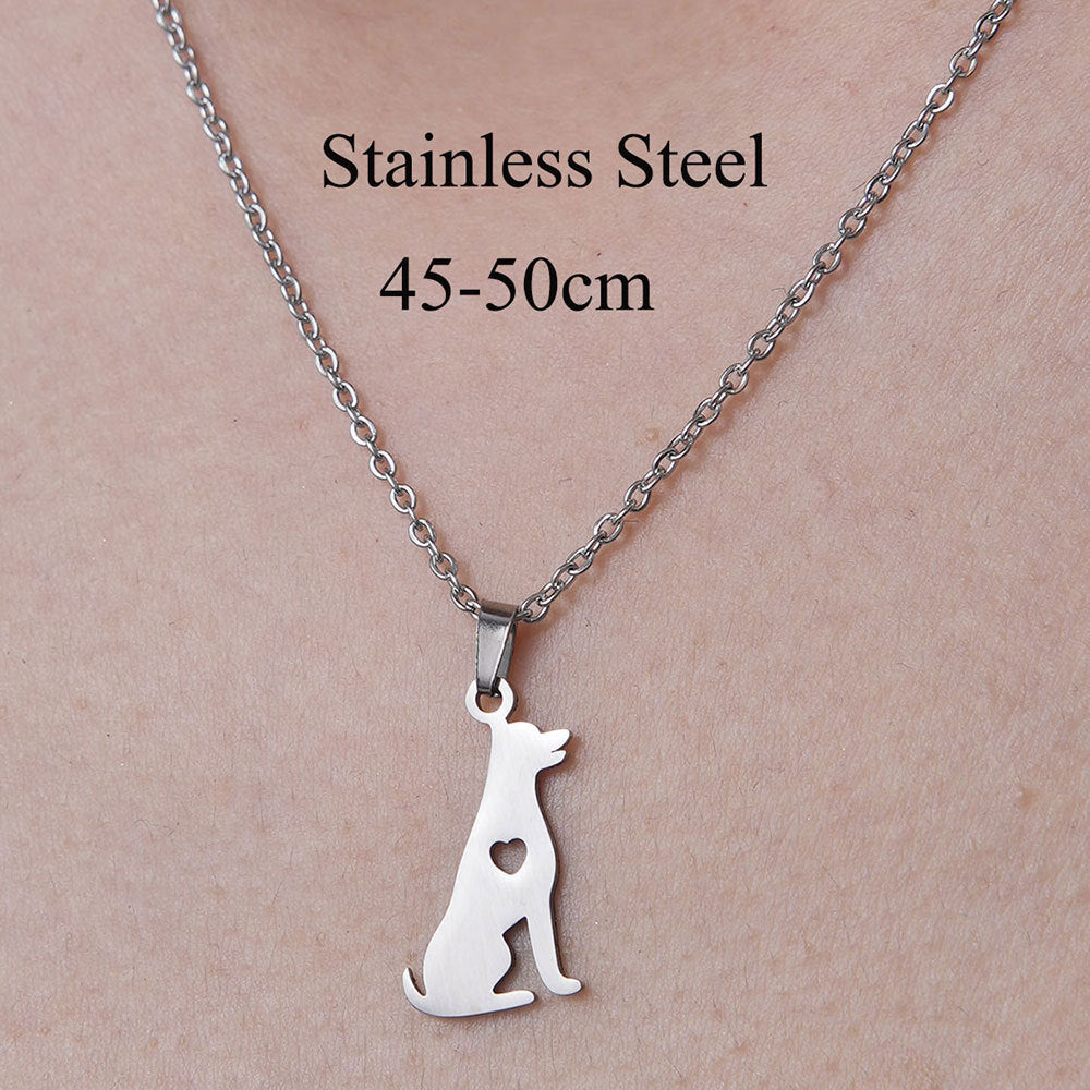 Wholesale Simple Style Dog Owl Wings Stainless Steel Titanium Steel Polishing Plating Pendant Necklace