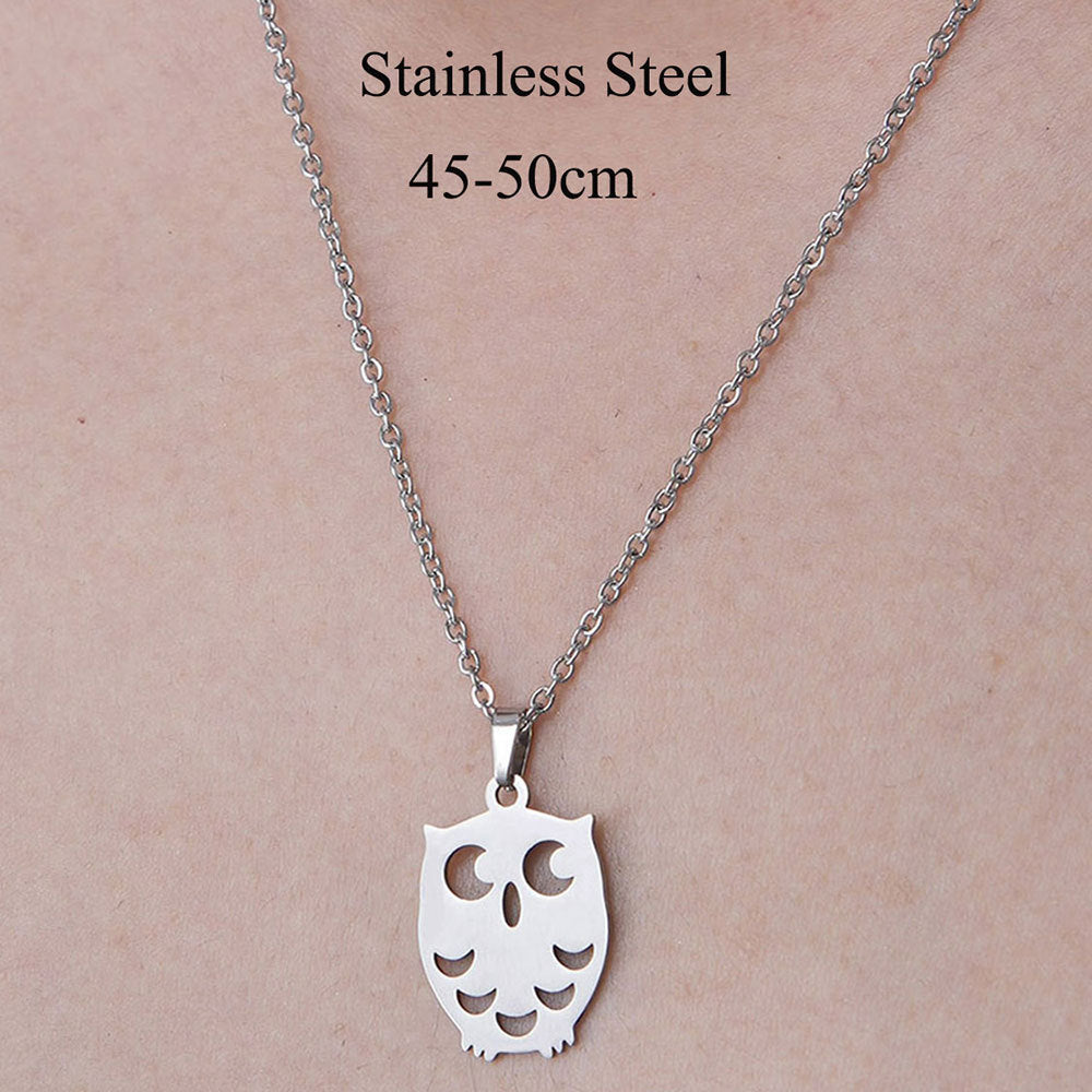 Wholesale Simple Style Dog Owl Wings Stainless Steel Titanium Steel Polishing Plating Pendant Necklace