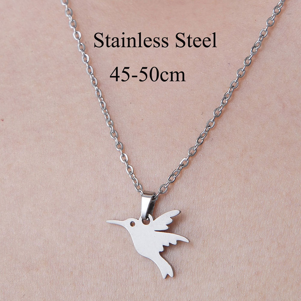 Wholesale Simple Style Dog Owl Wings Stainless Steel Titanium Steel Polishing Plating Pendant Necklace