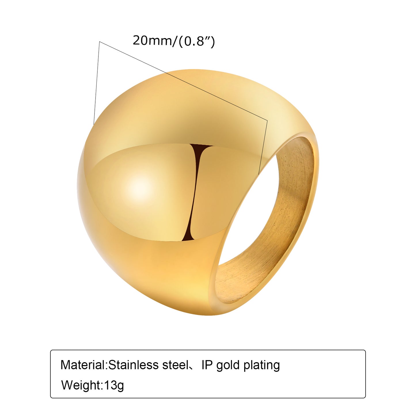 Ig Style Simple Style Solid Color Stainless Steel Polishing Plating 18k Gold Plated Rings