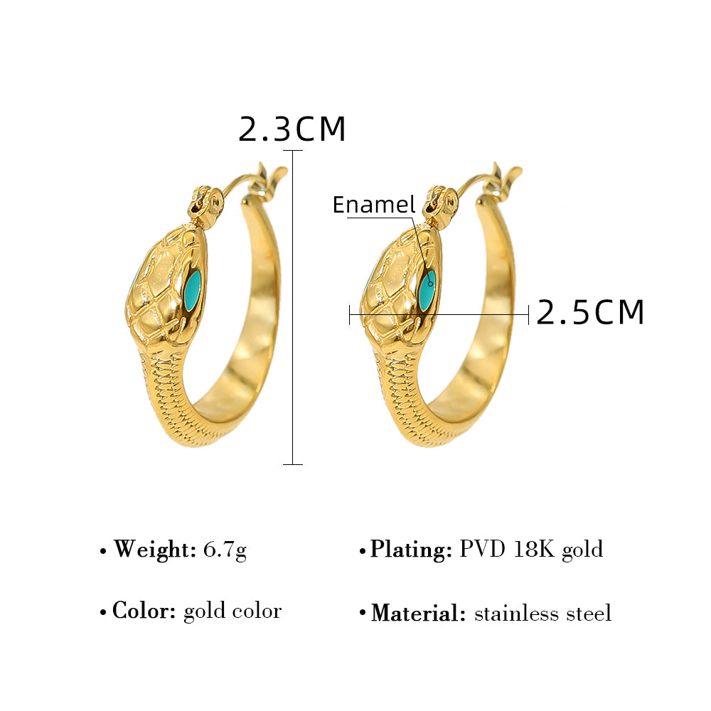 1 Pair Ig Style French Style Snake Enamel Plating Titanium Steel 18k Gold Plated Earrings