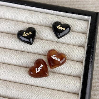 1 Pair Casual Heart Shape Resin Ear Studs