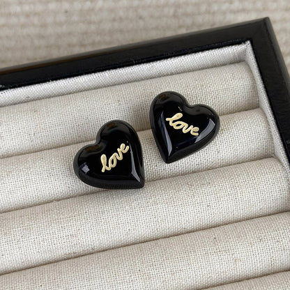 1 Pair Casual Heart Shape Resin Ear Studs