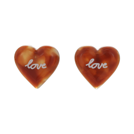 1 Pair Casual Heart Shape Resin Ear Studs