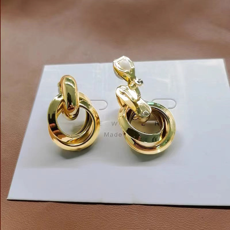 1 Pair Retro Geometric Alloy Gold Plated Ear Studs