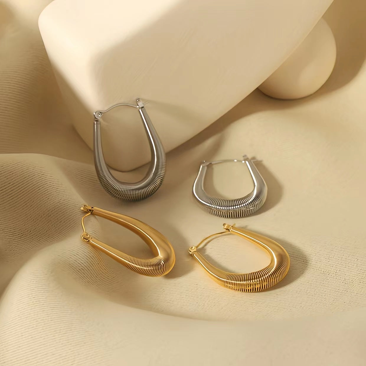 1 Pair Elegant Basic Geometric Plating Stainless Steel 18k Gold Plated Earrings