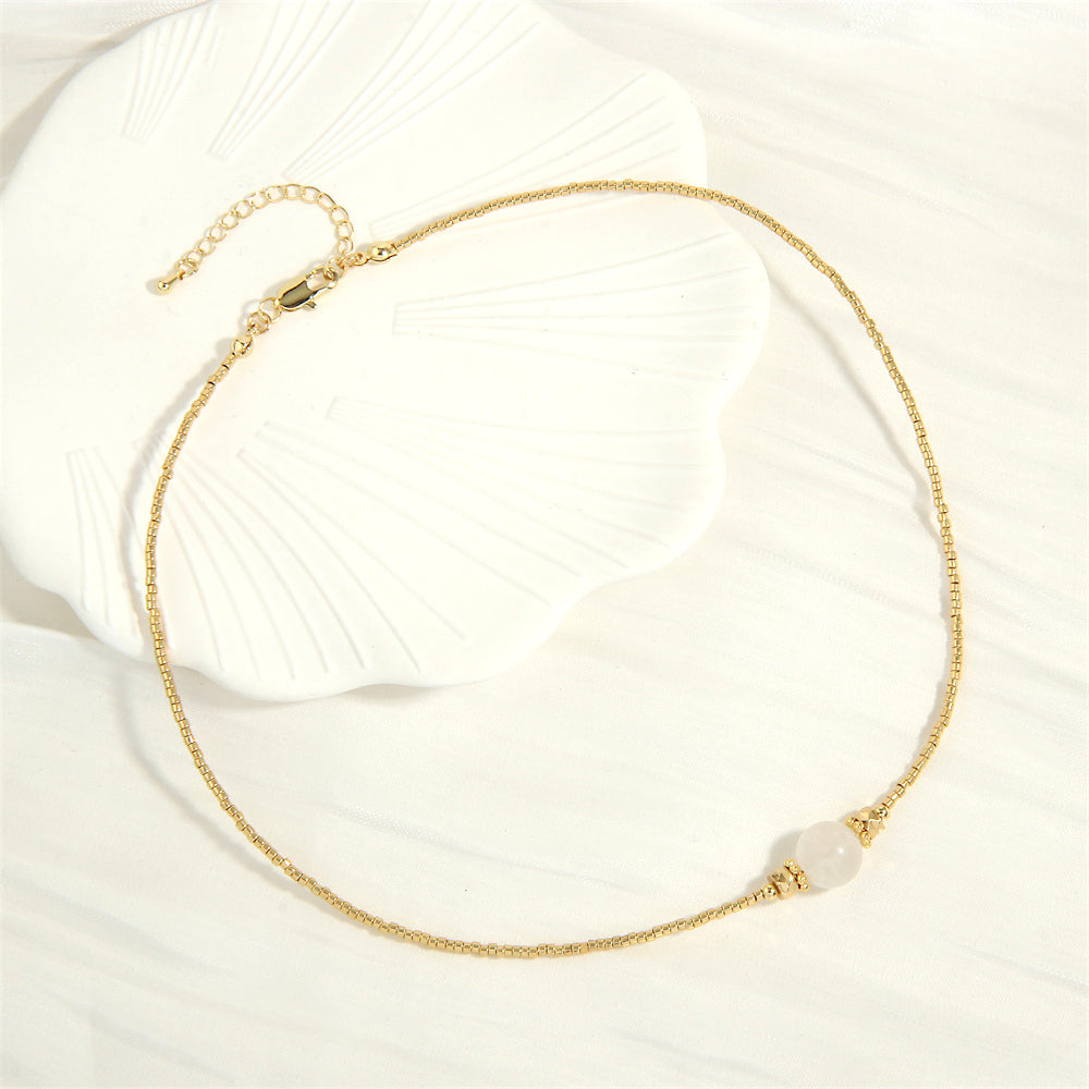 Basic Simple Style Round Freshwater Pearl Stone Copper Plating Inlay Zircon 18k Gold Plated Bracelets Earrings Necklace