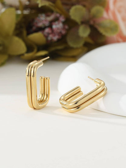 1 Pair Retro Geometric Plating Stainless Steel 18k Gold Plated Earrings