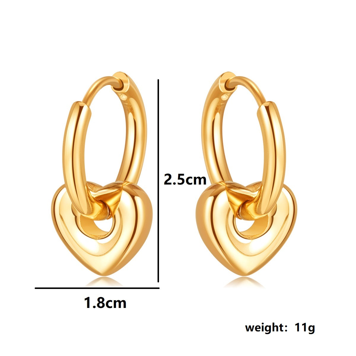 1 Pair Elegant Simple Style Heart Shape Plating Copper 18k Gold Plated Drop Earrings