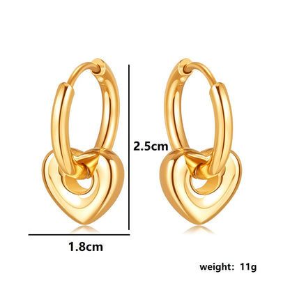 1 Pair Elegant Simple Style Heart Shape Plating Copper 18k Gold Plated Drop Earrings