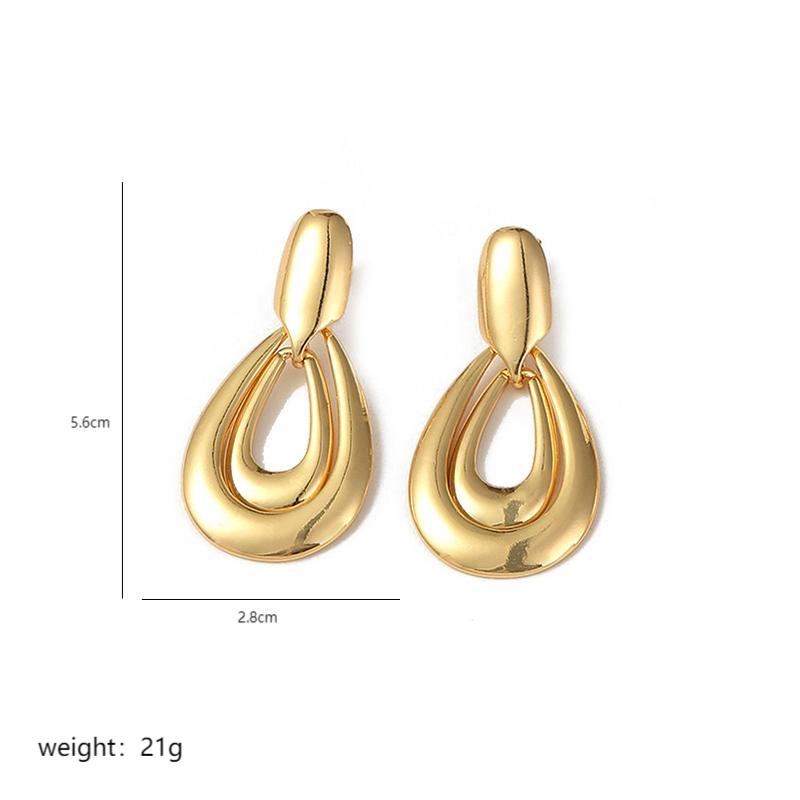 1 Pair Elegant Lady Circle Polishing Plating Copper 18k Gold Plated Drop Earrings