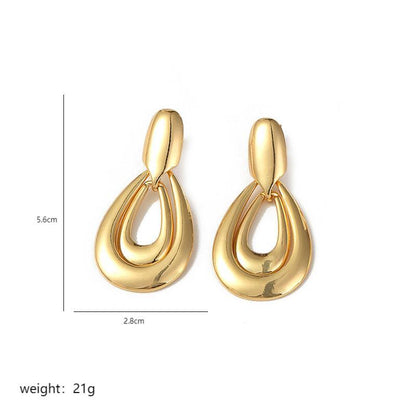 1 Pair Elegant Lady Circle Polishing Plating Copper 18k Gold Plated Drop Earrings