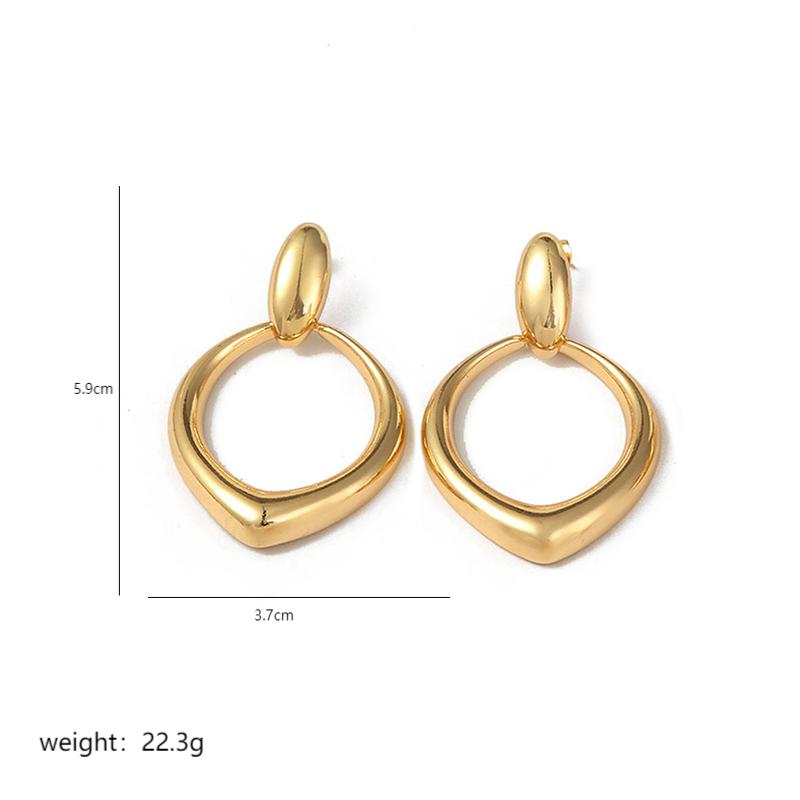 1 Pair Elegant Lady Circle Polishing Plating Copper 18k Gold Plated Drop Earrings