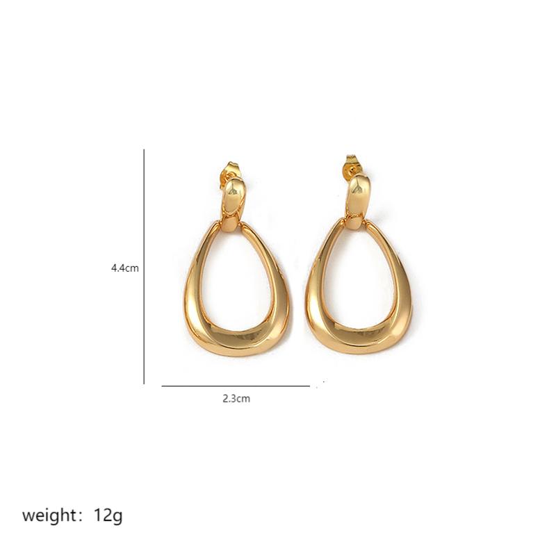 1 Pair Elegant Lady Circle Polishing Plating Copper 18k Gold Plated Drop Earrings