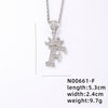 Hip-hop Letter Crown Copper Plating Inlay Rhinestones White Gold Plated Necklace Pendant