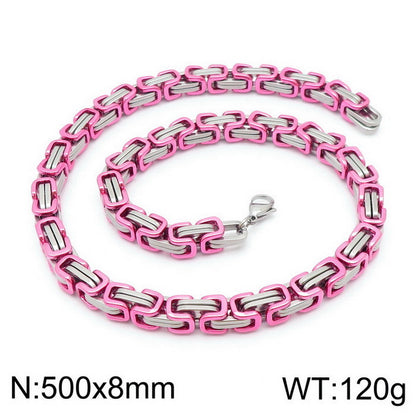 Simple Style Classic Style Color Block Titanium Steel Plating Chain Gold Plated Bracelets Necklace