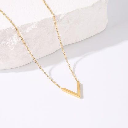 Simple Style V Shape Stainless Steel Plating 18k Gold Plated Necklace