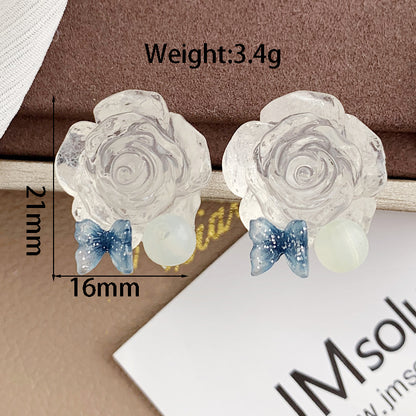 1 Pair Sweet Flower Plating Resin Gold Plated Ear Studs