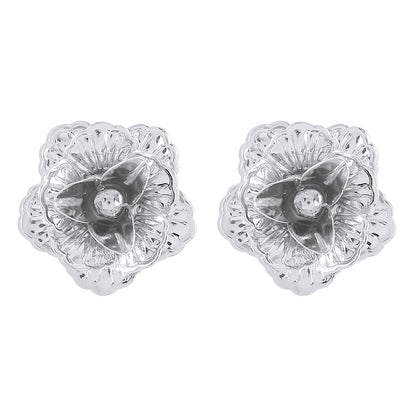 1 Pair Elegant Modern Style Simple Style Flower Iron Ear Studs