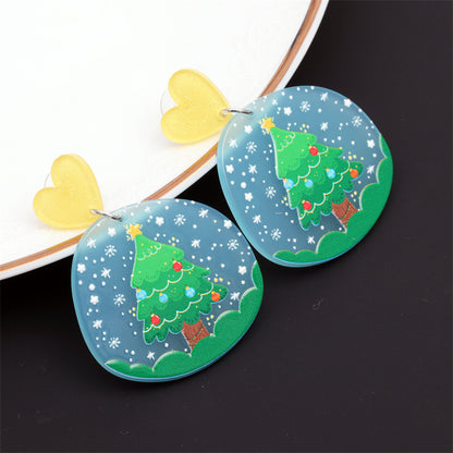 1 Pair Fashion Christmas Tree Santa Claus Snowman Arylic Earrings