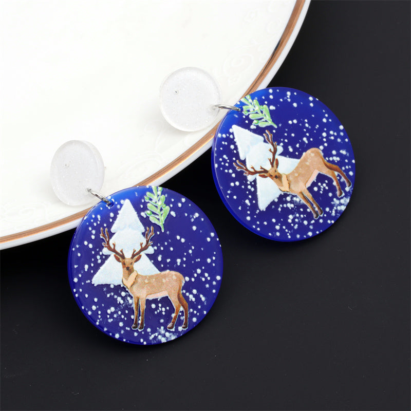 1 Pair Fashion Christmas Tree Santa Claus Snowman Arylic Earrings