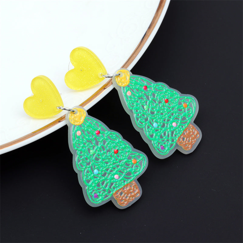 1 Pair Fashion Christmas Tree Santa Claus Snowman Arylic Earrings