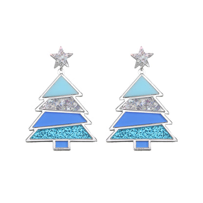 1 Pair Simple Style Classic Style Christmas Tree Polishing Epoxy Plating Arylic Plastic Silver Plated Drop Earrings