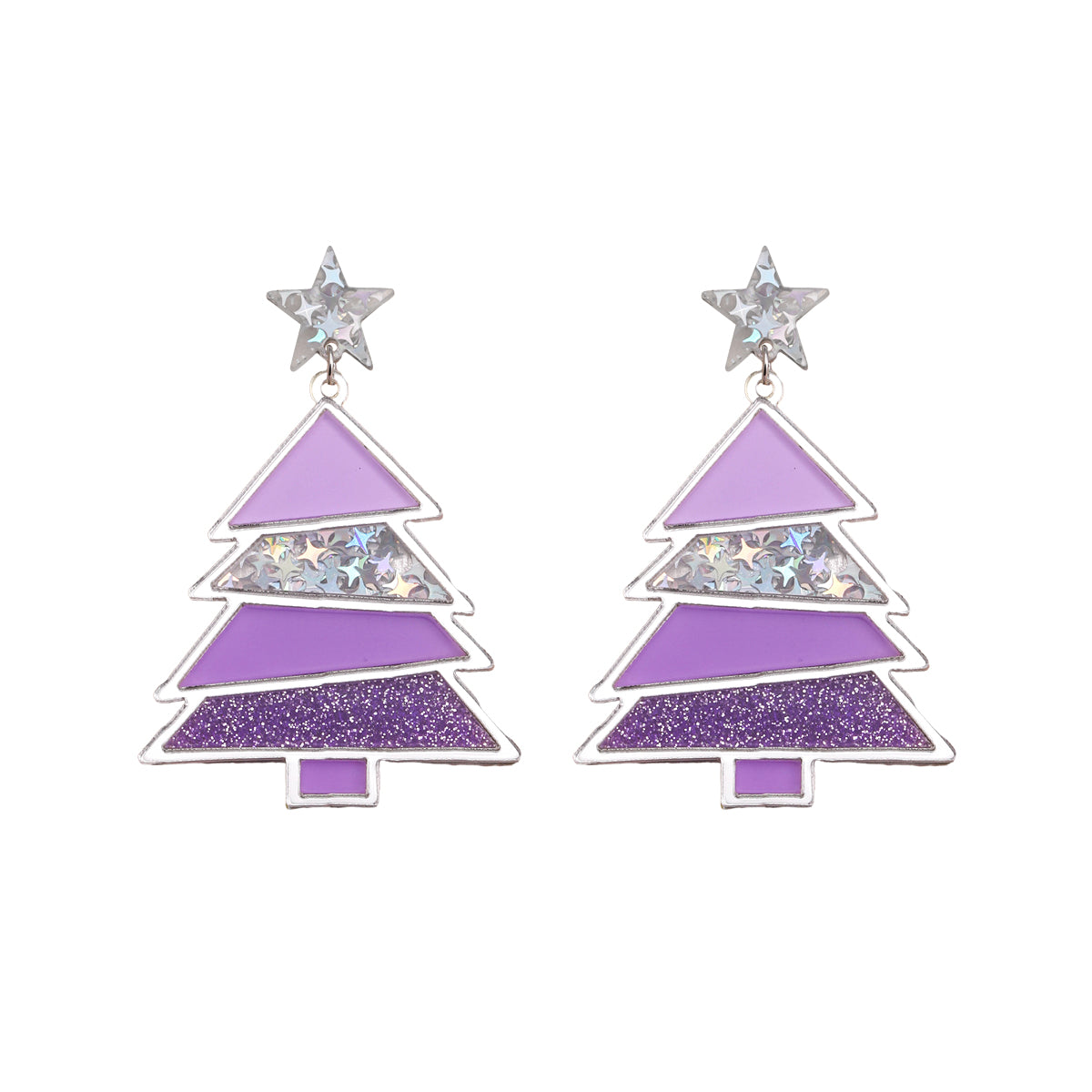 1 Pair Simple Style Classic Style Christmas Tree Polishing Epoxy Plating Arylic Plastic Silver Plated Drop Earrings