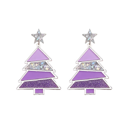 1 Pair Simple Style Classic Style Christmas Tree Polishing Epoxy Plating Arylic Plastic Silver Plated Drop Earrings