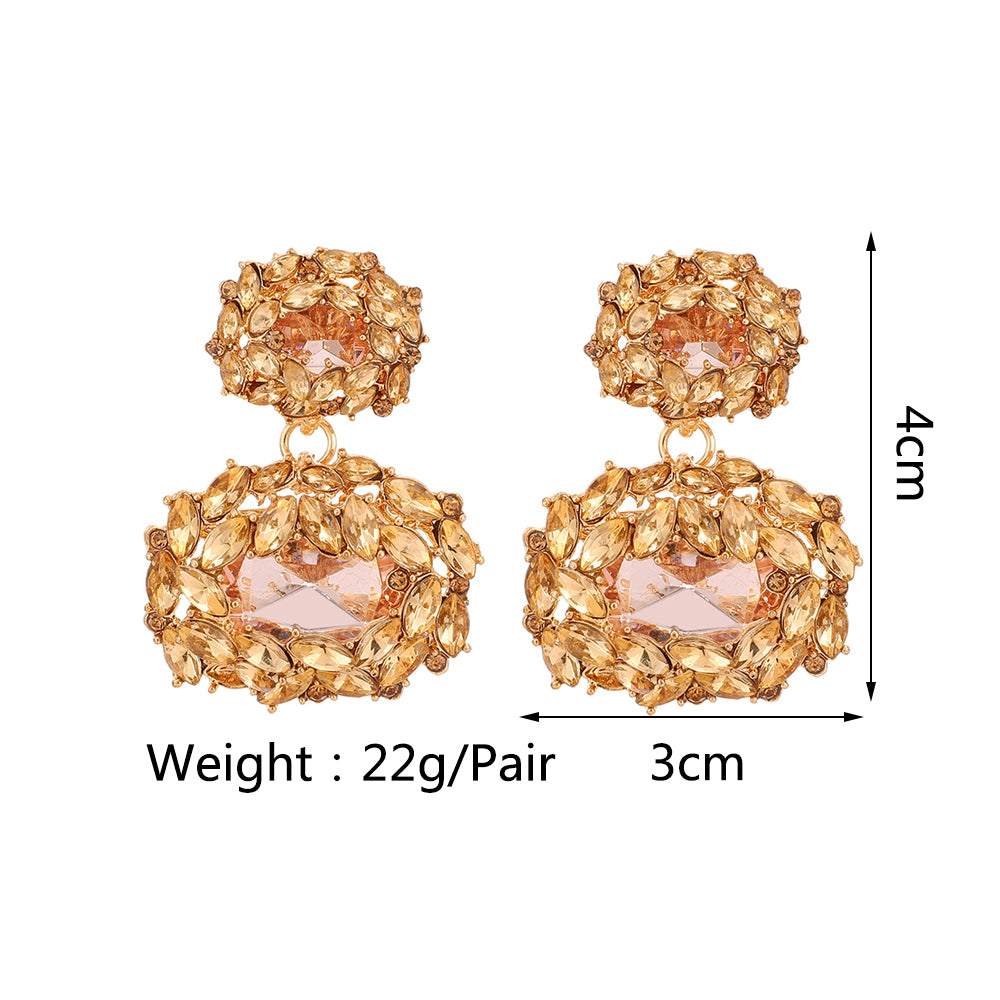 1 Pair Luxurious Punk Square Plating Inlay Zinc Alloy Rhinestones Gold Plated Dangling Earrings