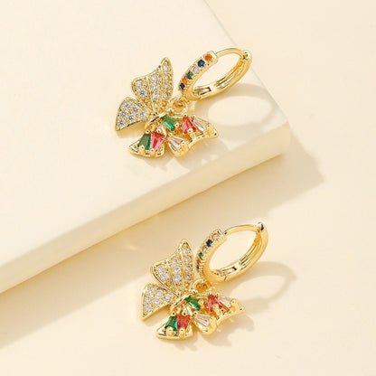 1 Pair Ig Style Sweet Butterfly Plating Inlay Copper Zircon Gold Plated Drop Earrings