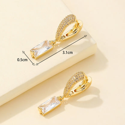 1 Pair Vintage Style Heart Shape Plating Inlay Copper Zircon Gold Plated Drop Earrings