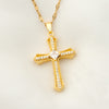 Vintage Style Geometric Cross Stainless Steel Plating Inlay Rhinestones Pearl Zircon 18k Gold Plated Pendant Necklace