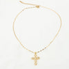 Vintage Style Geometric Cross Stainless Steel Plating Inlay Rhinestones Pearl Zircon 18k Gold Plated Pendant Necklace