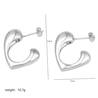 1 Pair Simple Style Heart Shape Polishing Plating Copper 18K Gold Plated Ear Studs