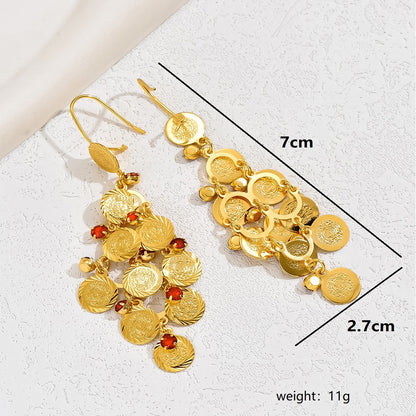 1 Pair Simple Style Tassel Plating Inlay Copper Rhinestones 18k Gold Plated Drop Earrings